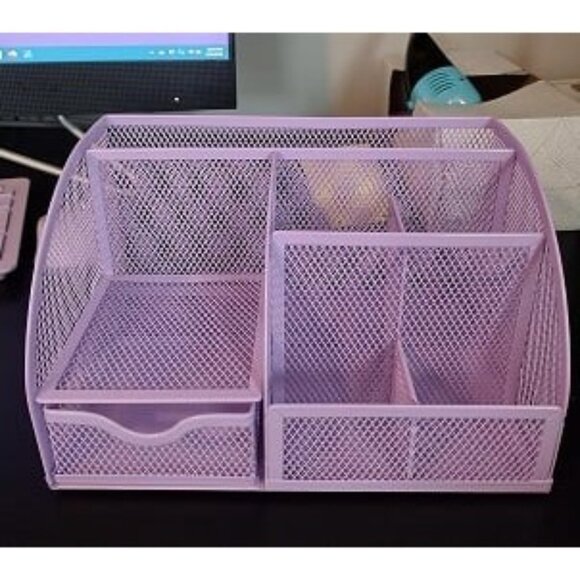 New Mesh Desk Organizer Office with 7 Compartments + Drawer/Desk Tidy Candy - Picture 2 of 2